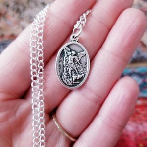 Arch Angel Michael Guardian Angel Silver Necklace